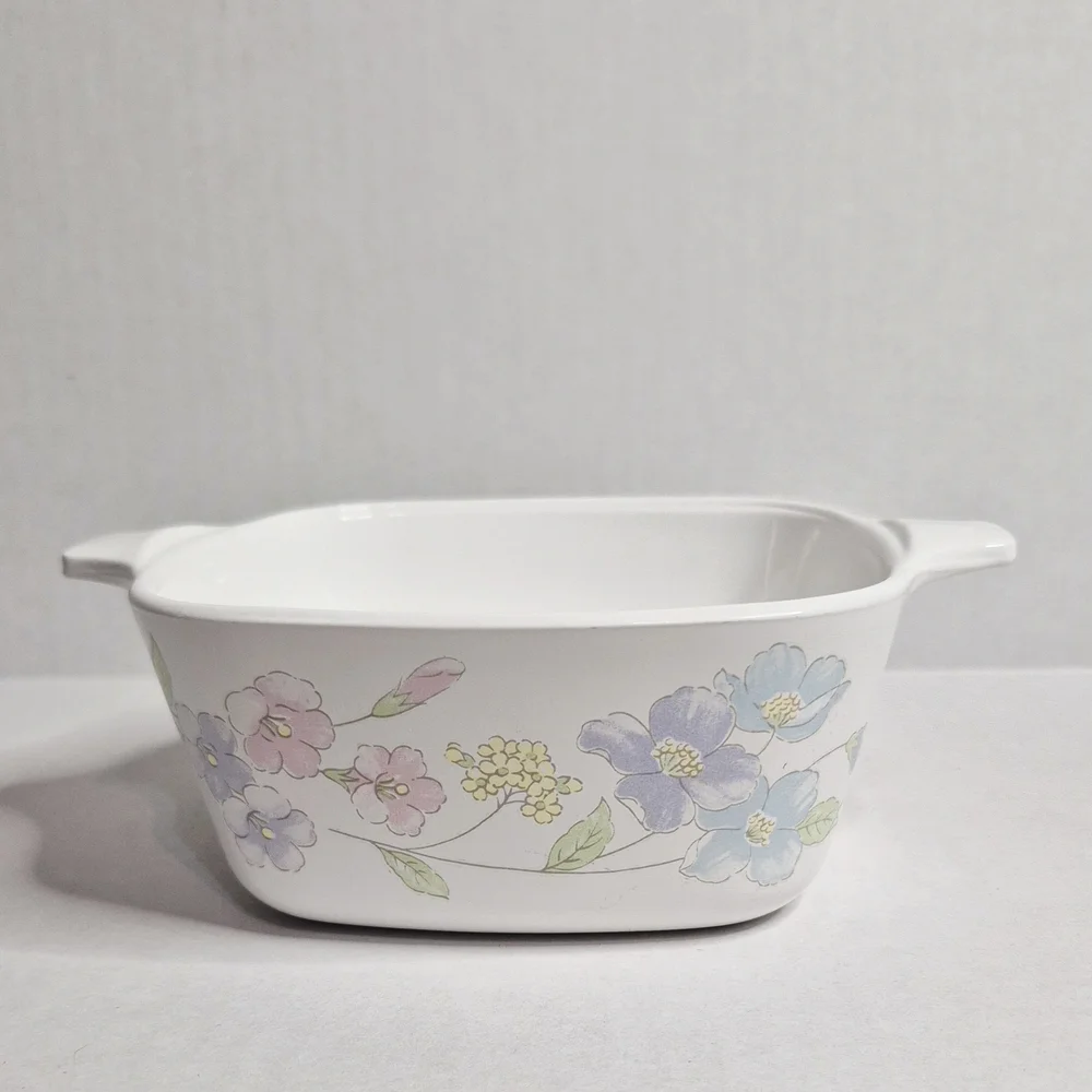 Vintage Corning Ware Pastel Bouquet Casserole Dish P-43-B Pyroceram‎ Floral